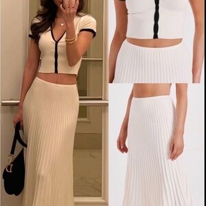 Elegant Cream set: Ribbed Skirt and top
